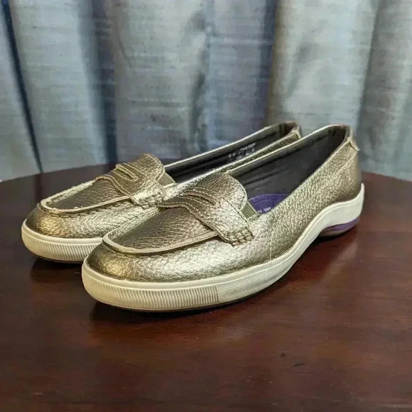 Keds Gold Slip On Loafers Tread Soft Arched Insoles Size 6.5 - Picture 1 of 9